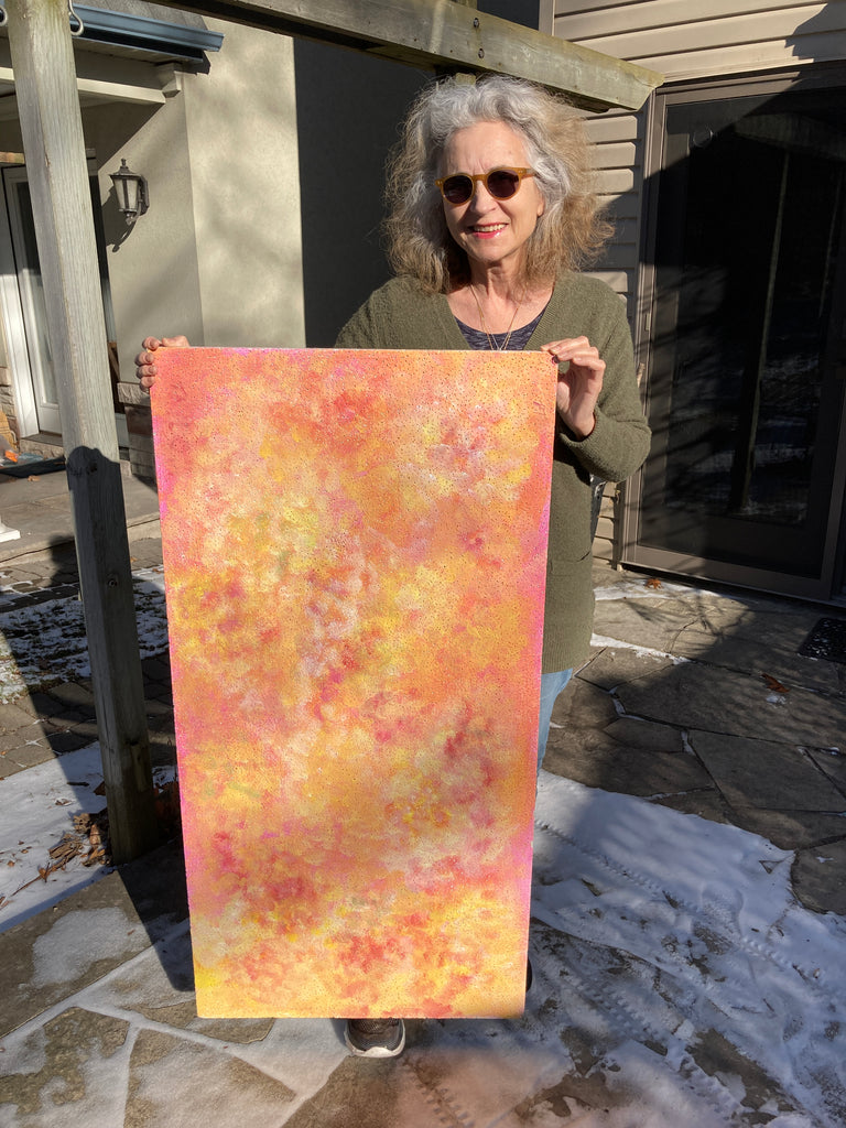 Sunnybrook Hospital installs ceiling tile I painted